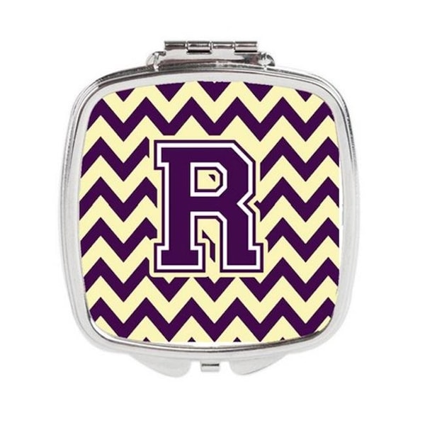 Carolines Treasures Carolines Treasures CJ1058-RSCM Letter R Chevron Purple & Gold Compact Mirror CJ1058-RSCM - main
